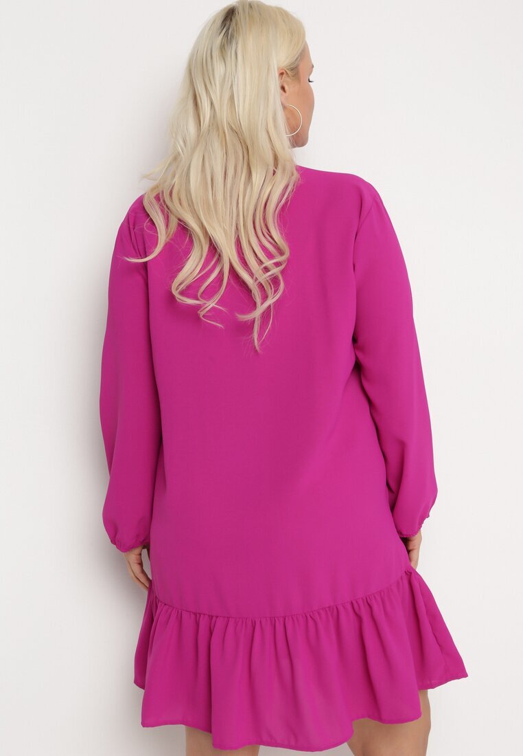  Rochie Mini Mov tip cămașă cu volan Brindel