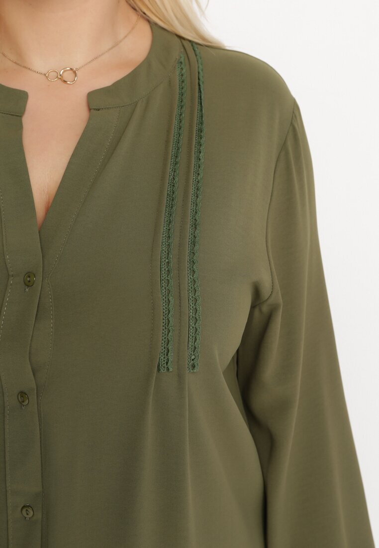  Rochie Mini Tip Cămașă Verde deschis cu Volănaș Brindel