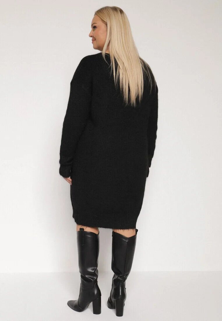  Rochie neagră din tricot cu amestec de lână cu croială dreaptă Esmerea