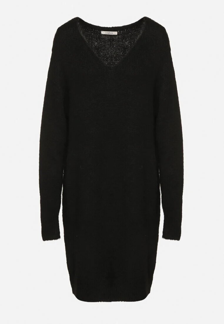  Rochie neagră din tricot cu amestec de lână cu croială dreaptă Esmerea