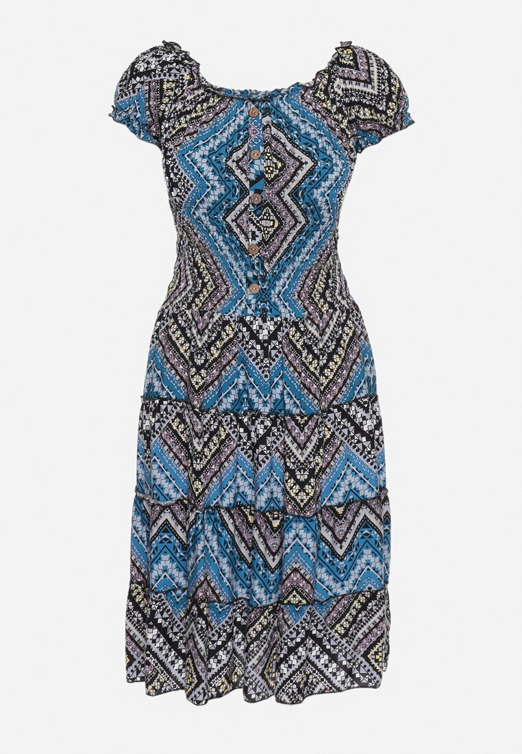  Rochie Verde-Neagră de bumbac spaniolă în Stil Boho Raelinora