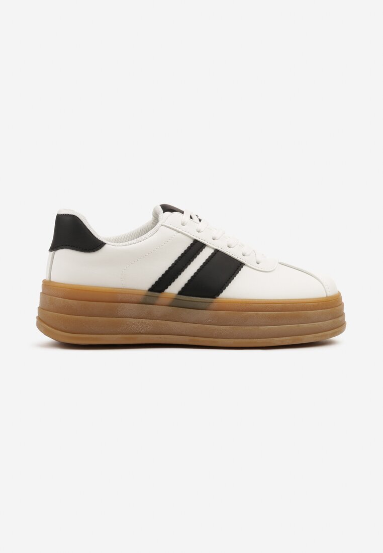 romanciaga Adidași Albi în stilul tenișilor clasici cu dungi decorative Dellien