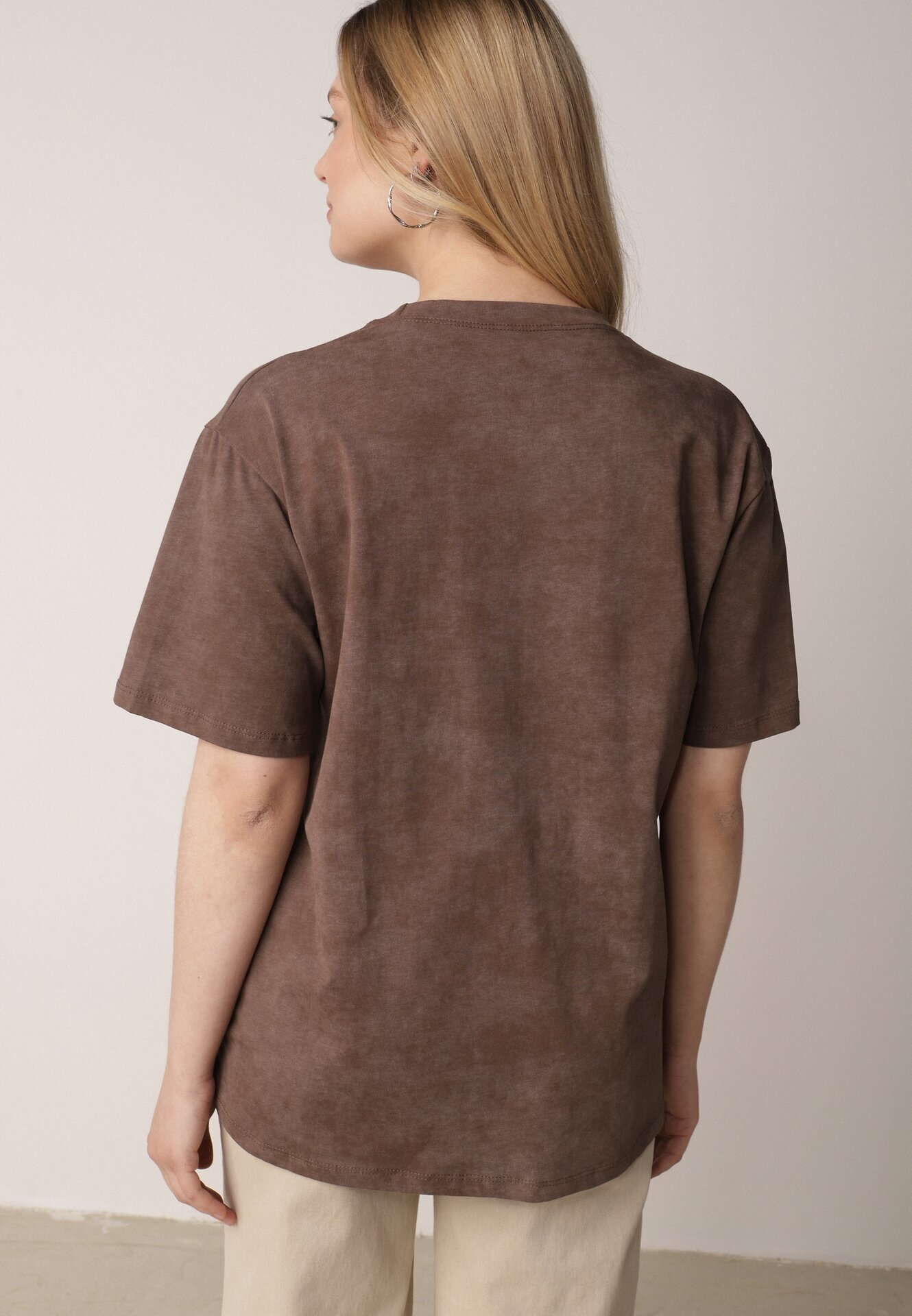 romee's T-shirt Maro din Bumbac cu Croială Oversize cu Imprimeu Orinvyra