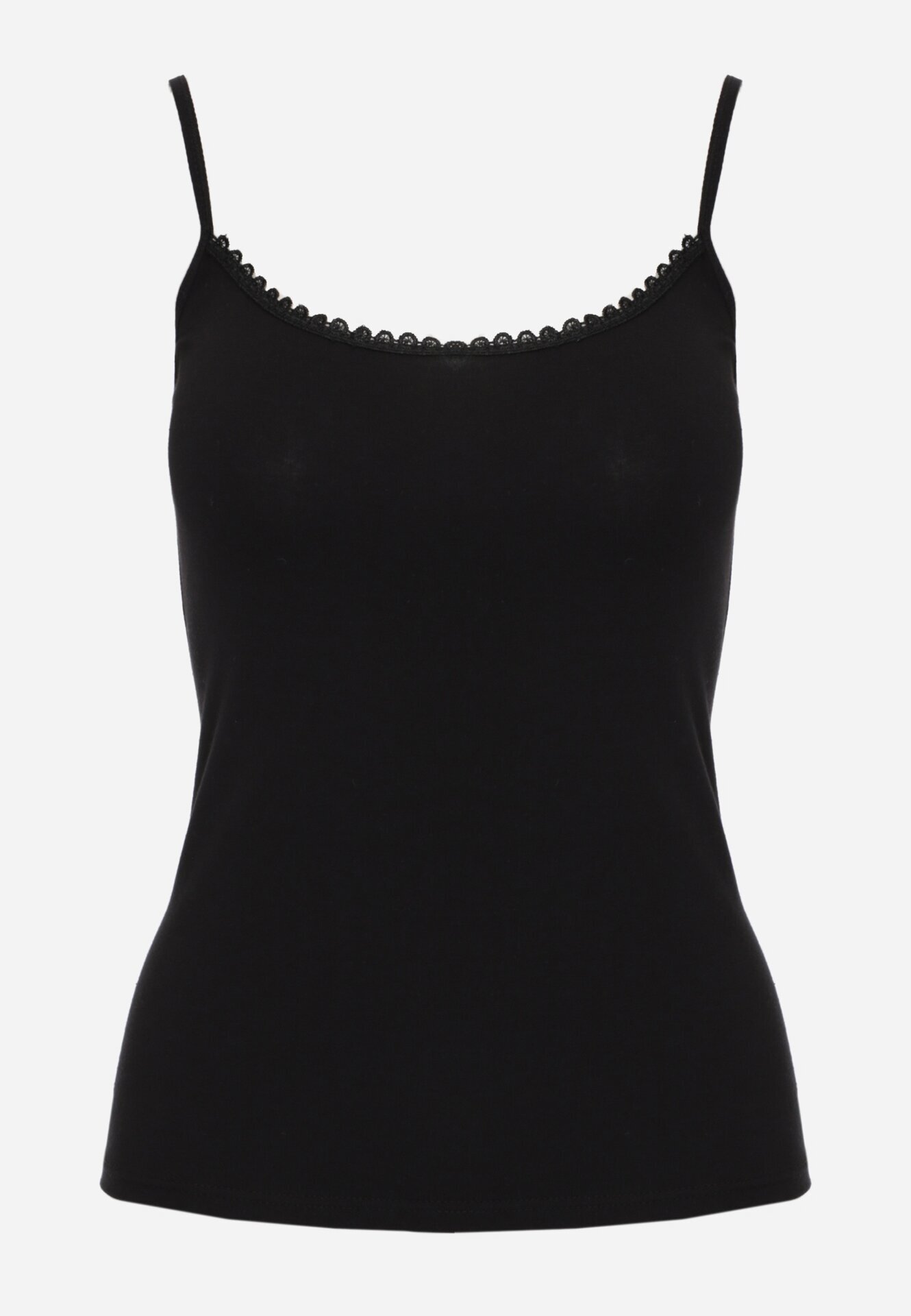 romee's Top de lenjerie Negru din Bumbac Decorat cu Bordură din Dantelă Bervina