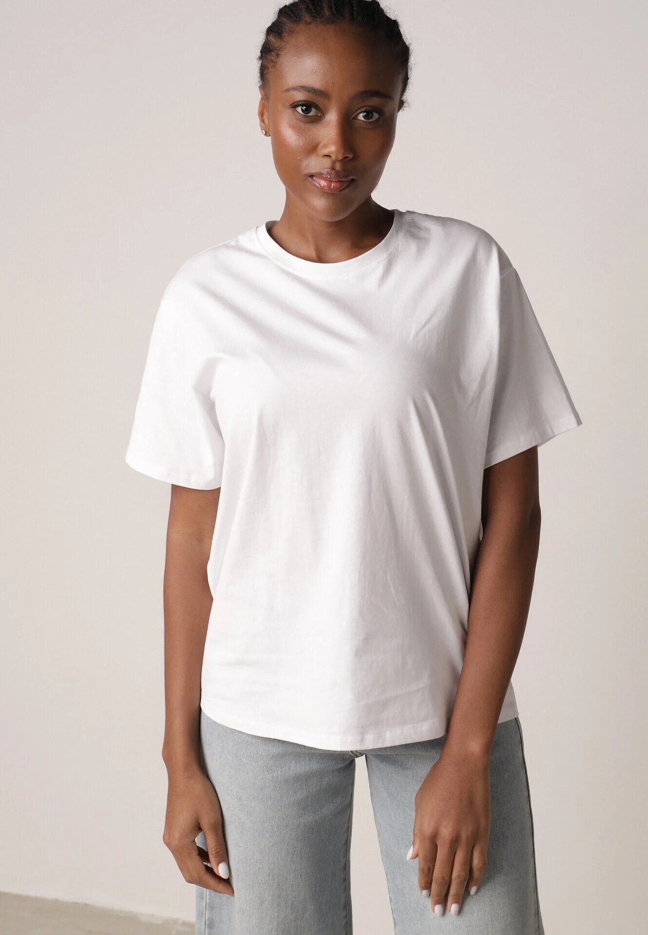 romee's Tricou Alb din Bumbac Tip Oversize Nedika