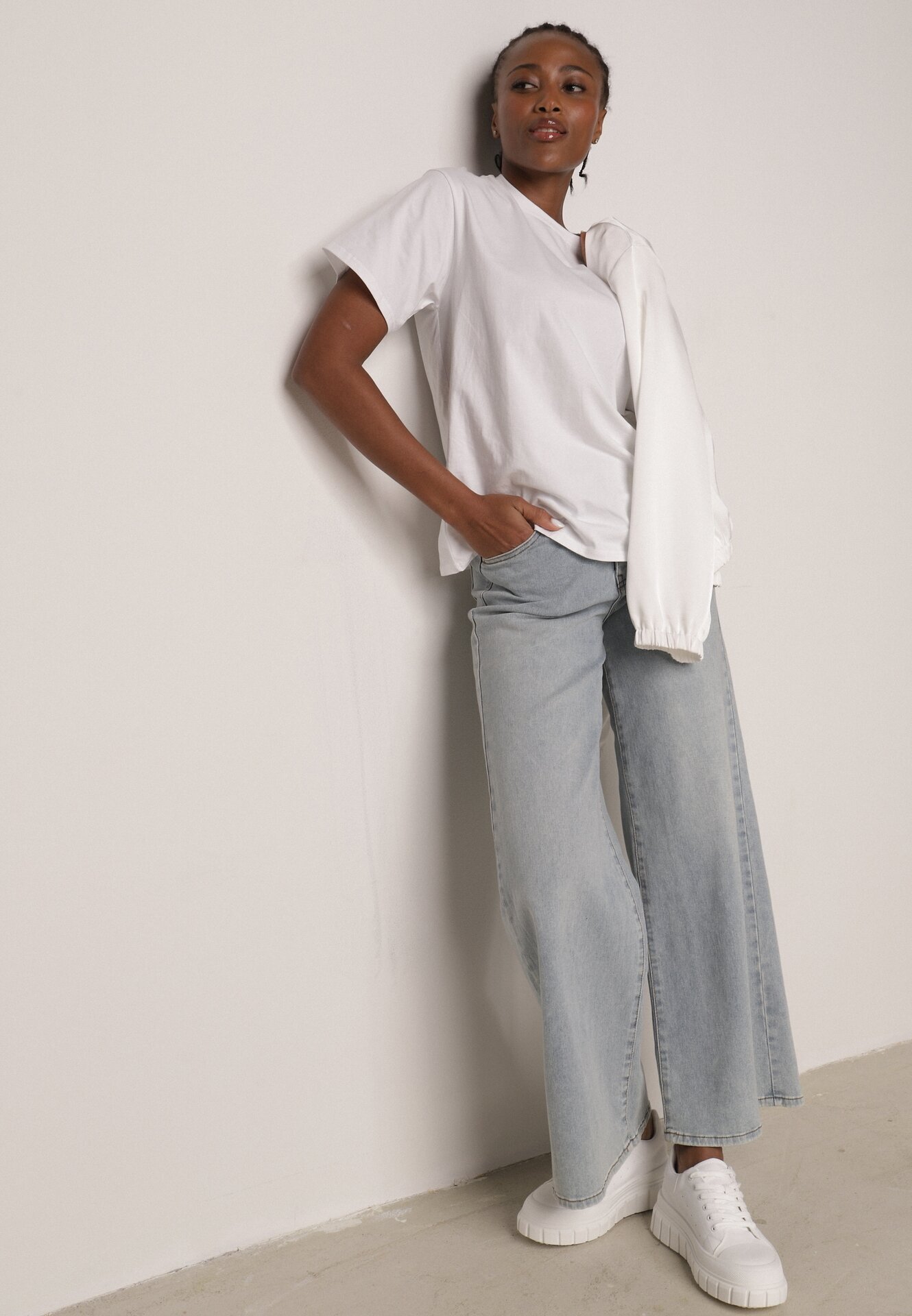 romee's Tricou Alb din Bumbac Tip Oversize Nedika