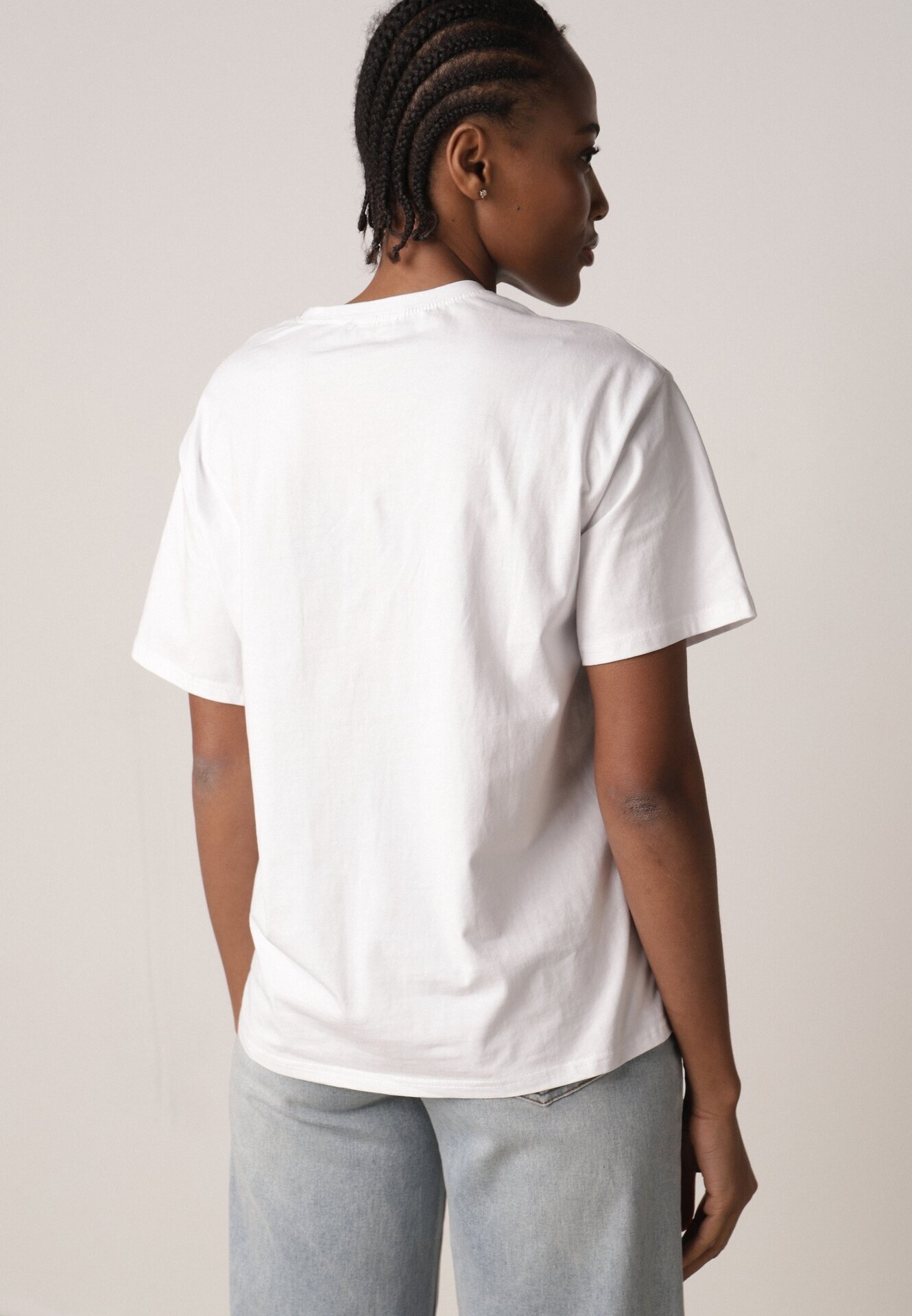 romee's Tricou Alb din Bumbac Tip Oversize Nedika