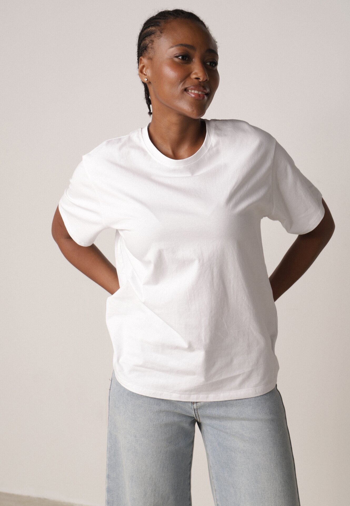 romee's Tricou Alb din Bumbac Tip Oversize Nedika