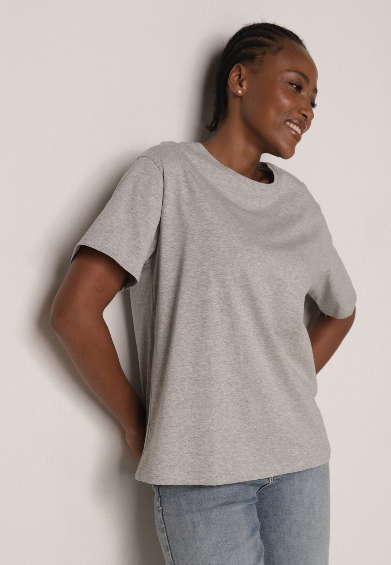 romee's Tricou Gri din Bumbac Tip Oversize Nedika