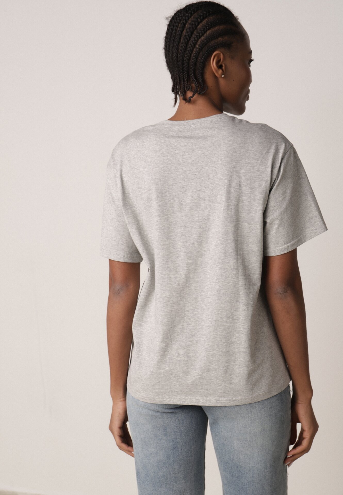 romee's Tricou Gri din Bumbac Tip Oversize Nedika