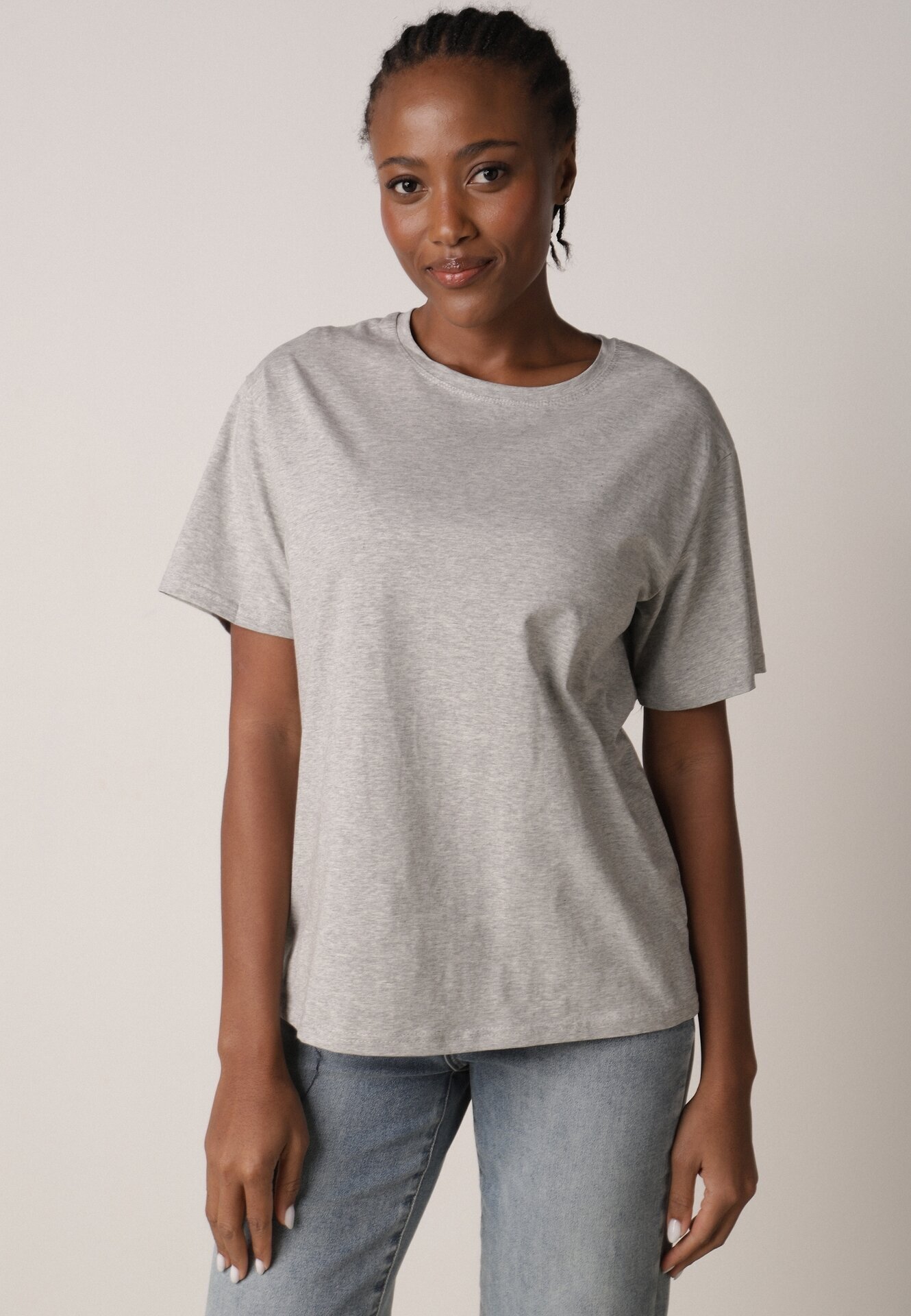 romee's Tricou Gri din Bumbac Tip Oversize Nedika