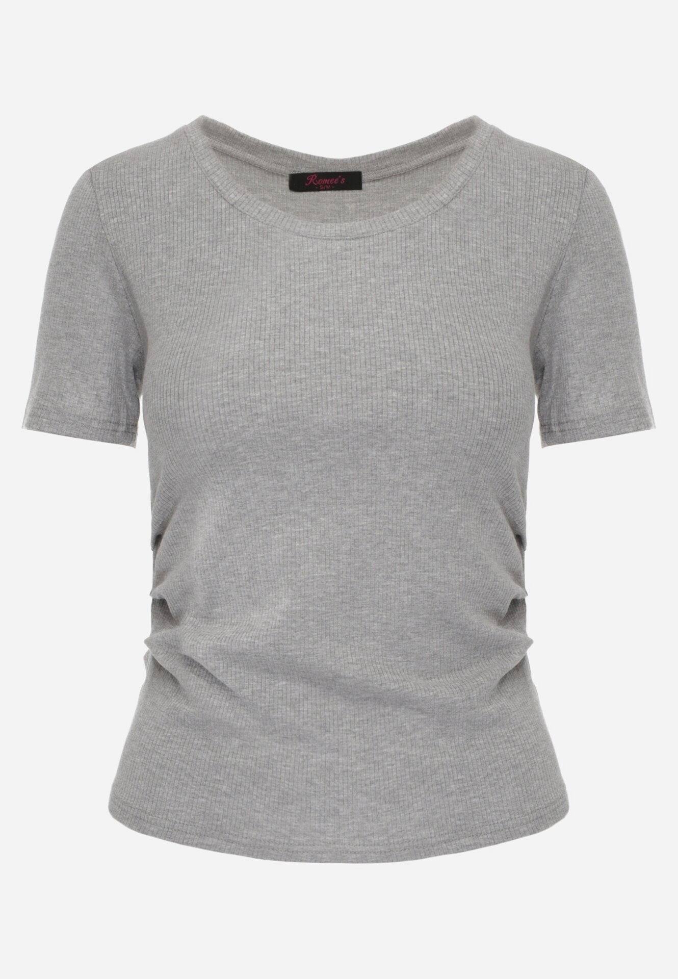 romee's Tricou Gri Reiat Decorat Pe laterale Cu încrețituri Nedisa