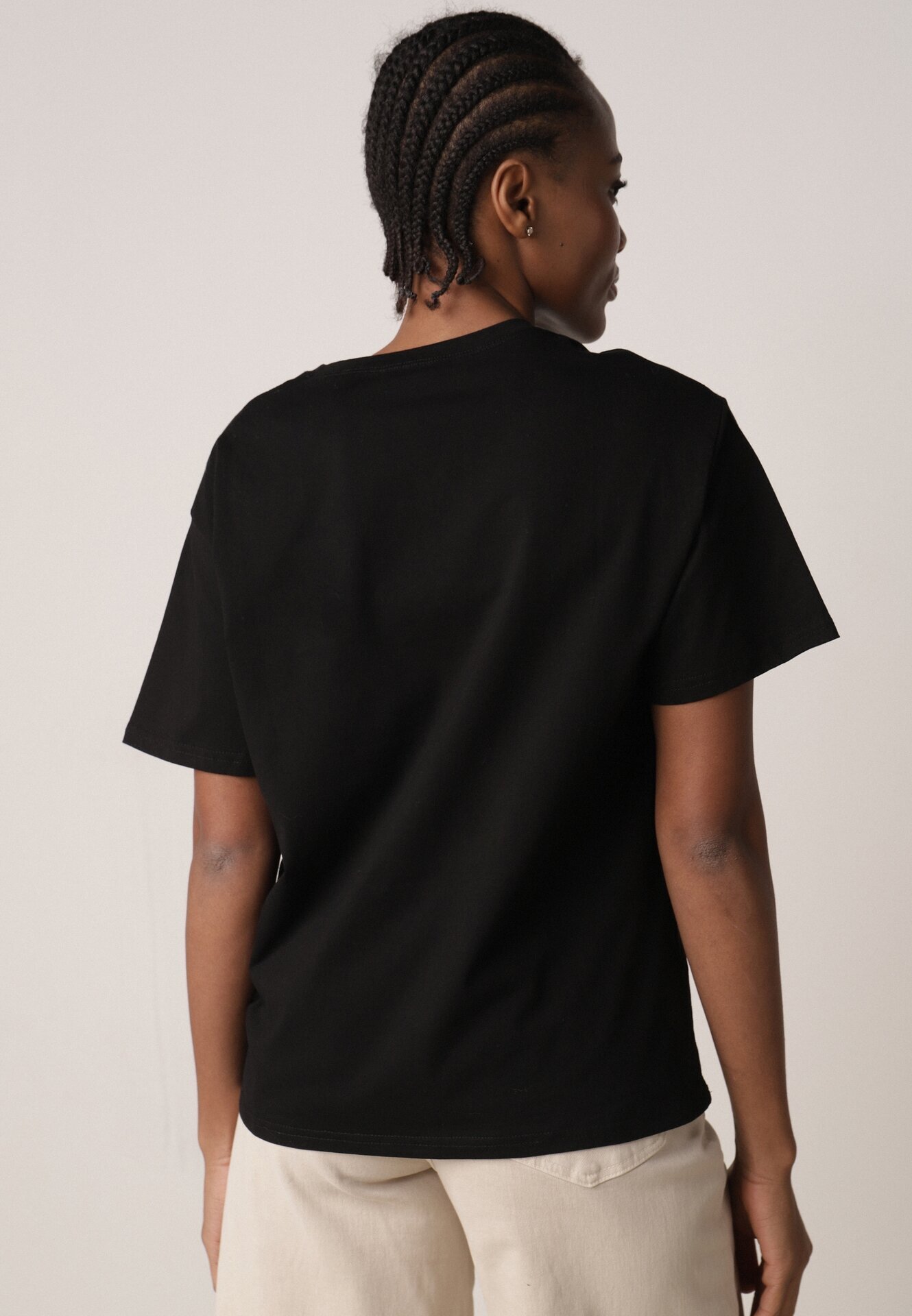 romee's Tricou Negru din Bumbac Tip Oversize Nedika