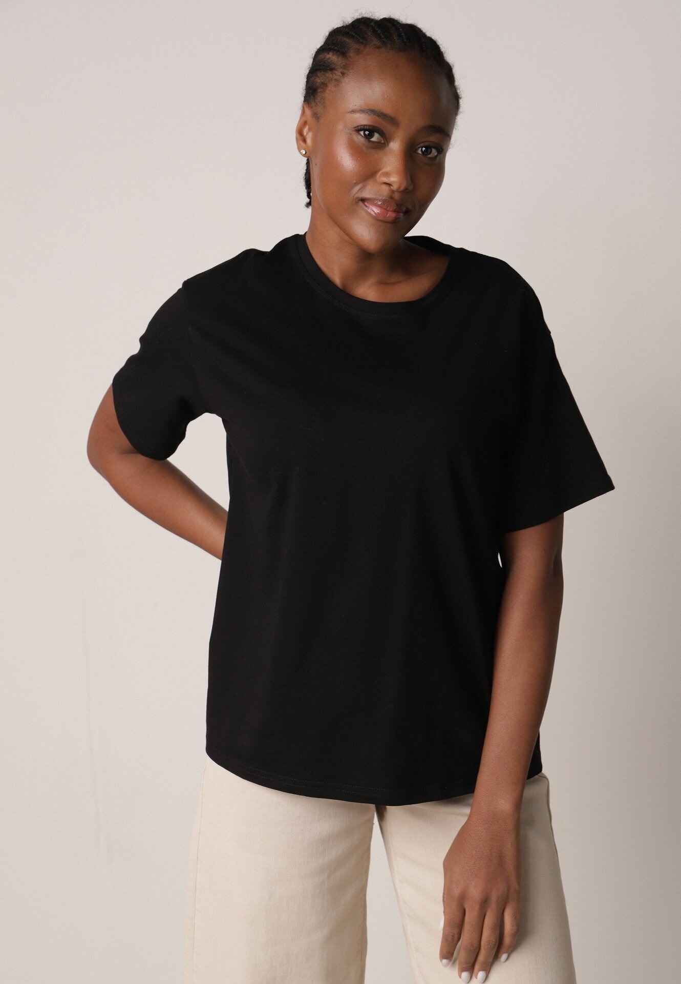 romee's Tricou Negru din Bumbac Tip Oversize Nedika