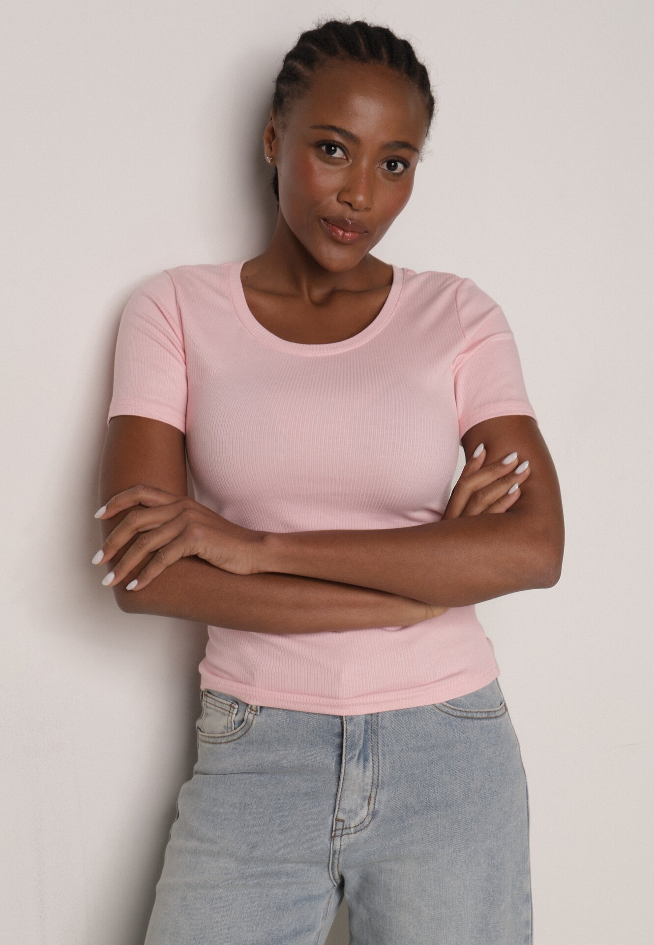 romee's Tricou Roz Reiat Decorat pe Laterale cu Încrețituri Nedisa