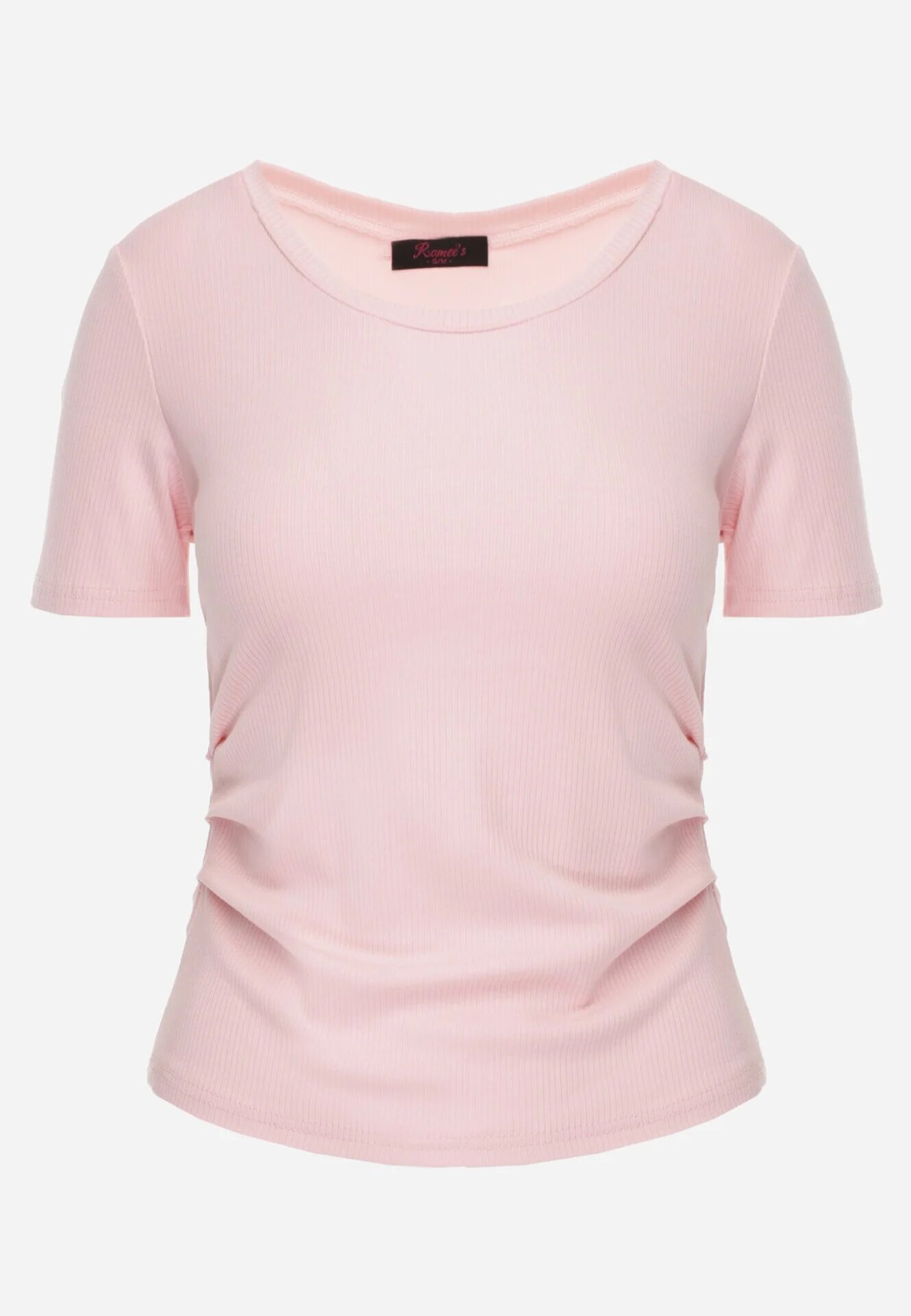 romee's Tricou Roz Reiat Decorat pe Laterale cu Încrețituri Nedisa