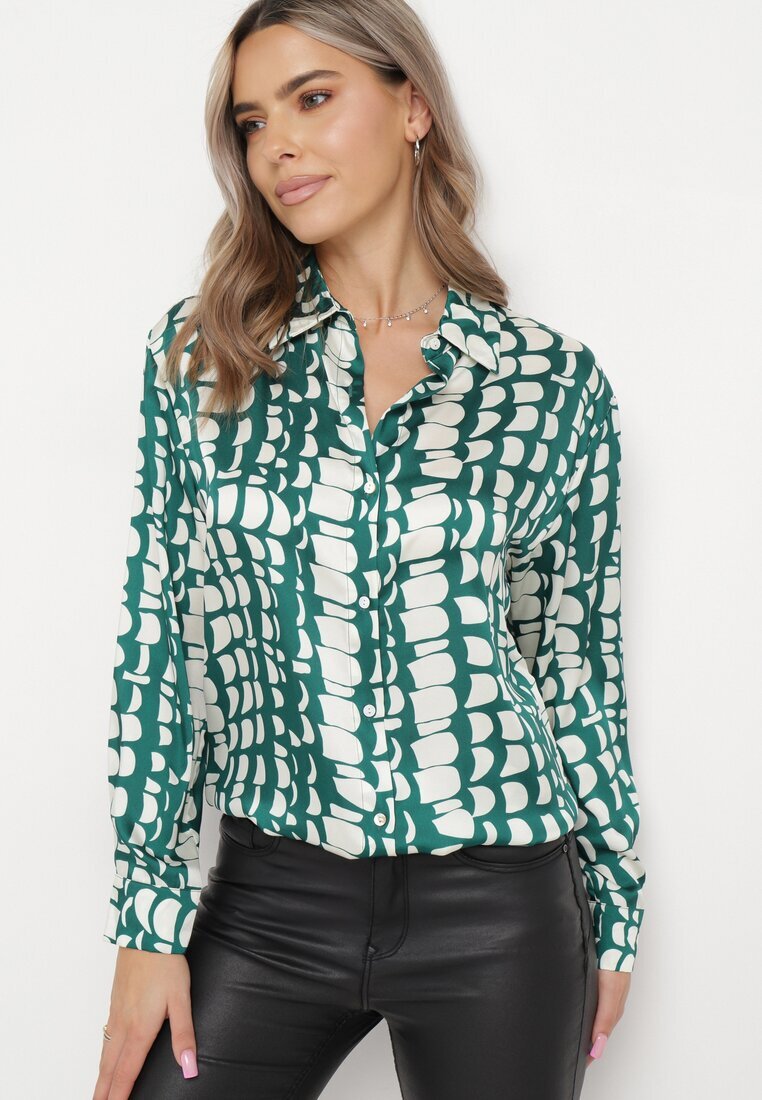 rosa Cămașă Verde închis Decorată Cu model mozaic Melinn