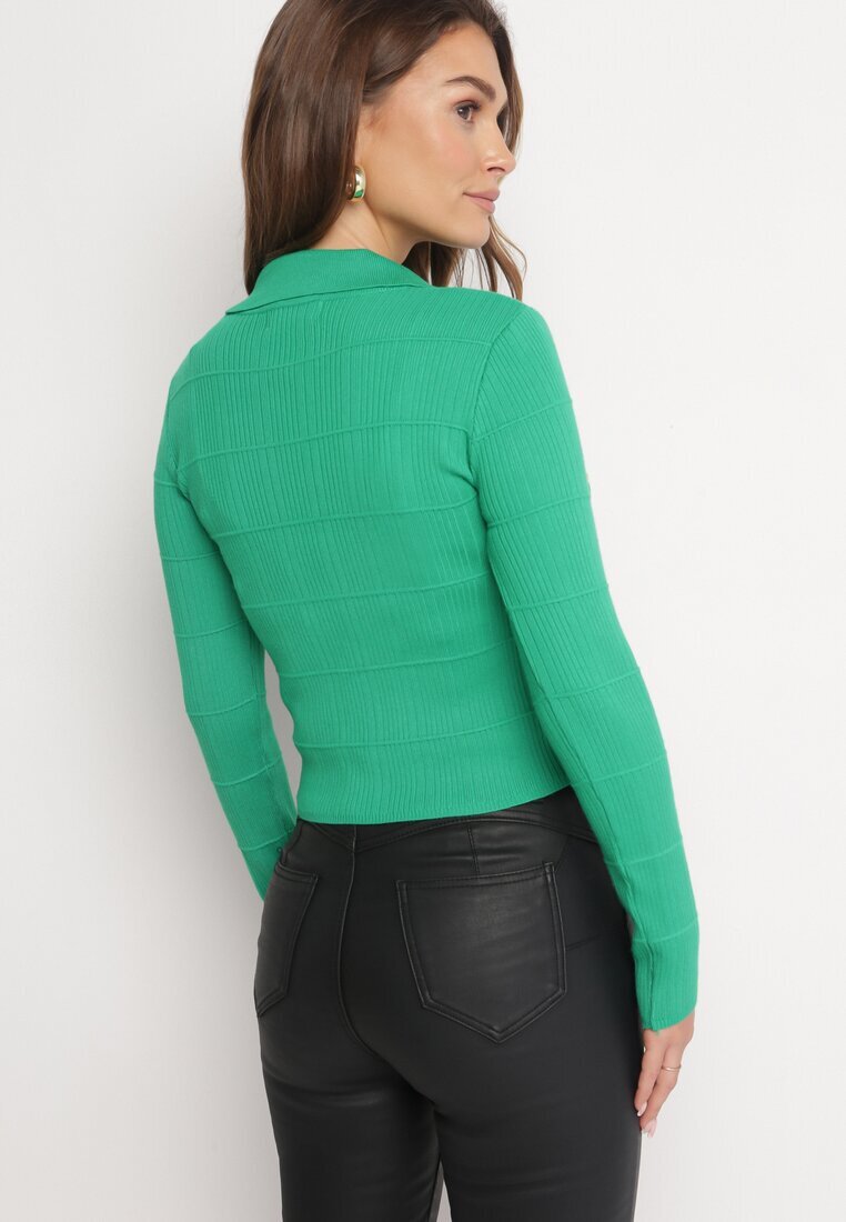 rosa Cardigan Verde cu nasturi cu cusături Zennita