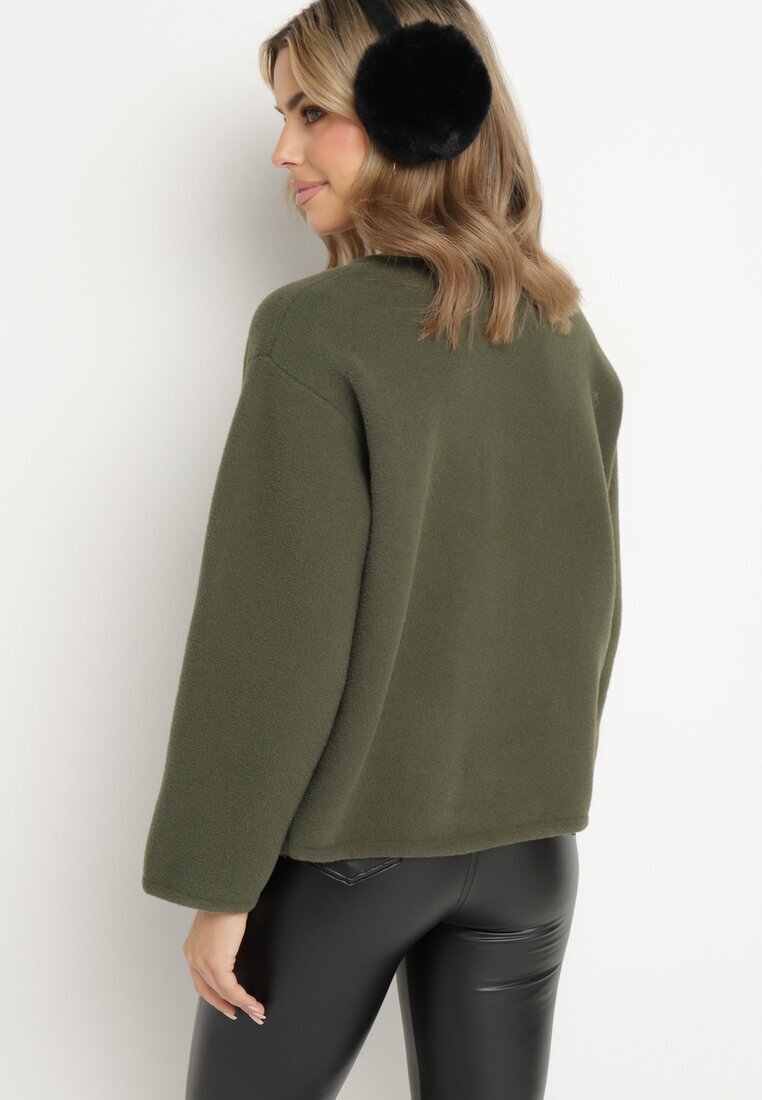 rosa Cardigan Verde cu Viscoză cu Nasturi Fannith