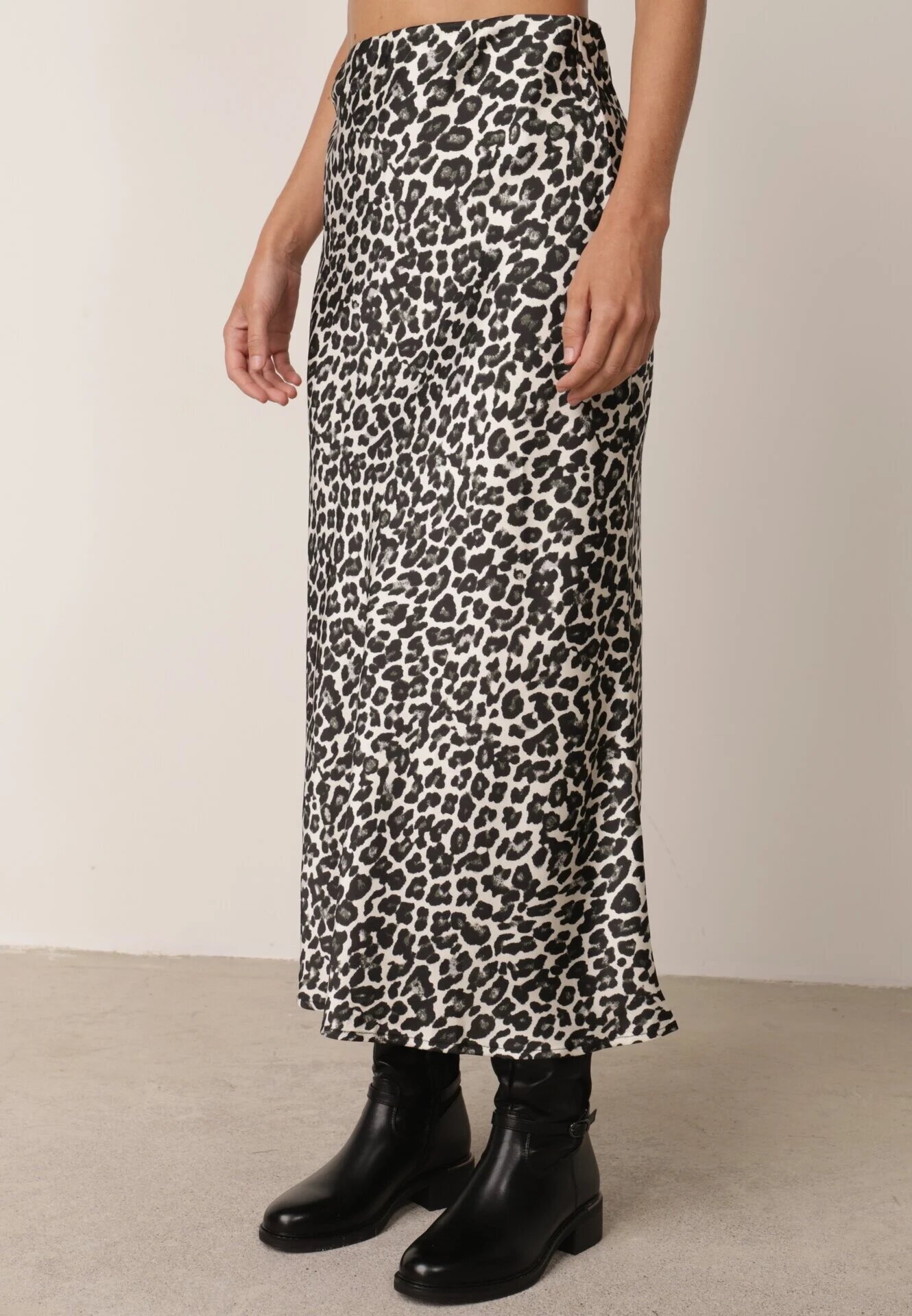 rosa Fustă Alb-Negru cu imprimeu leopard cu talie înaltă și elastic în talie Dimimas