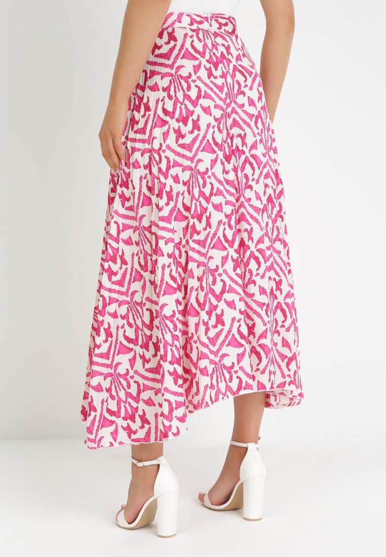 rosa Fustă Fucsia Plisată de satin Maxi Raimena