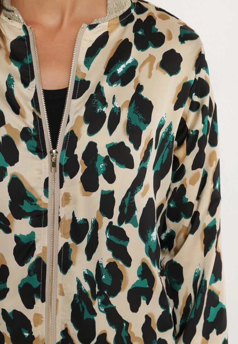 rosa Geacă Bomber Bej-Verde cu imprimeu leopard cu finisaje elastice Irira