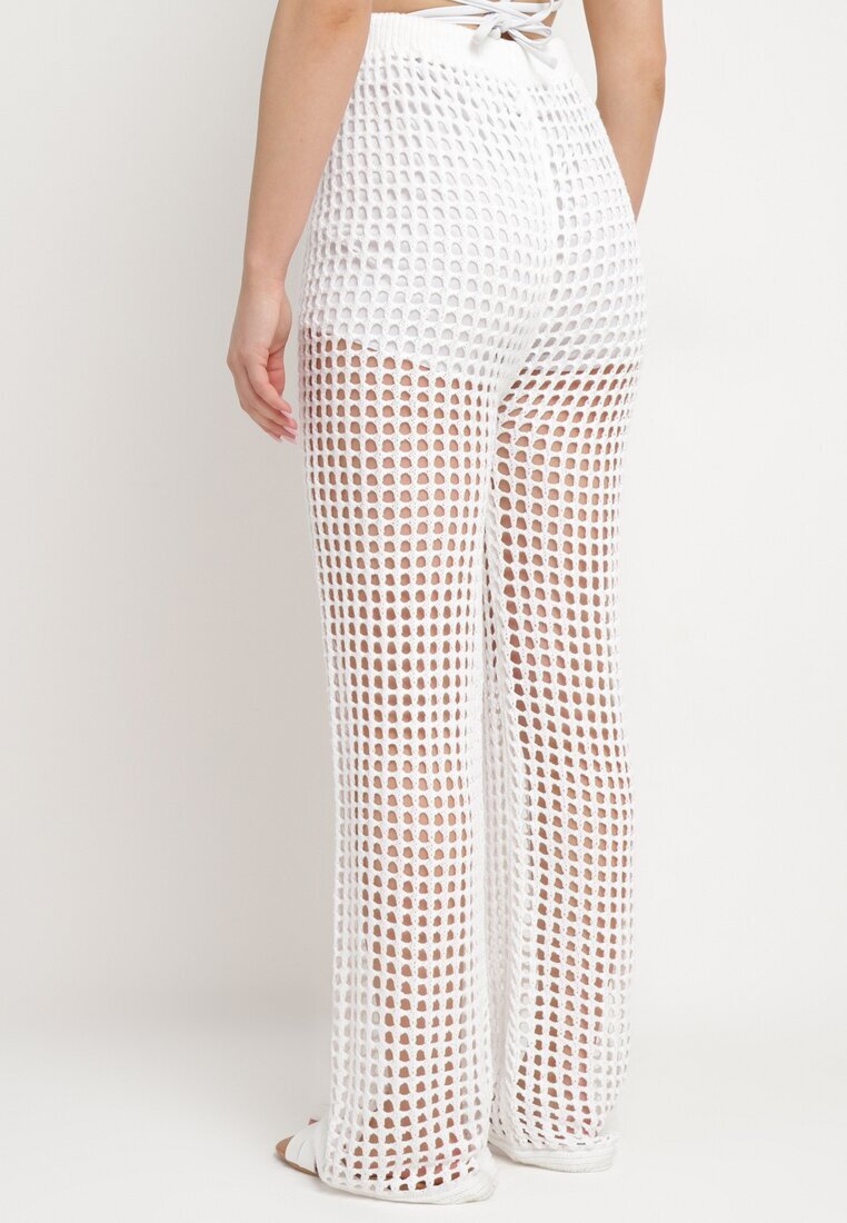 rosa Pantaloni Albi din tricot ajurat cu căptușeală tip Pantaloni scurți Valoen
