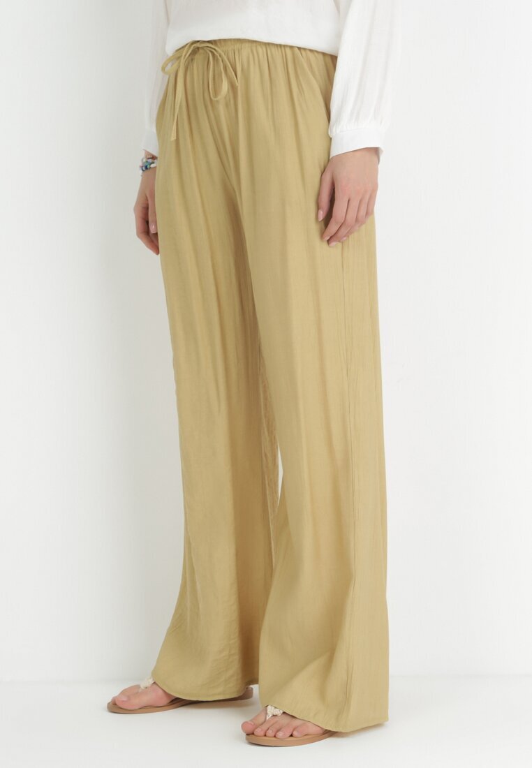 rosa Pantaloni Bej cu elastic în talie Angelona