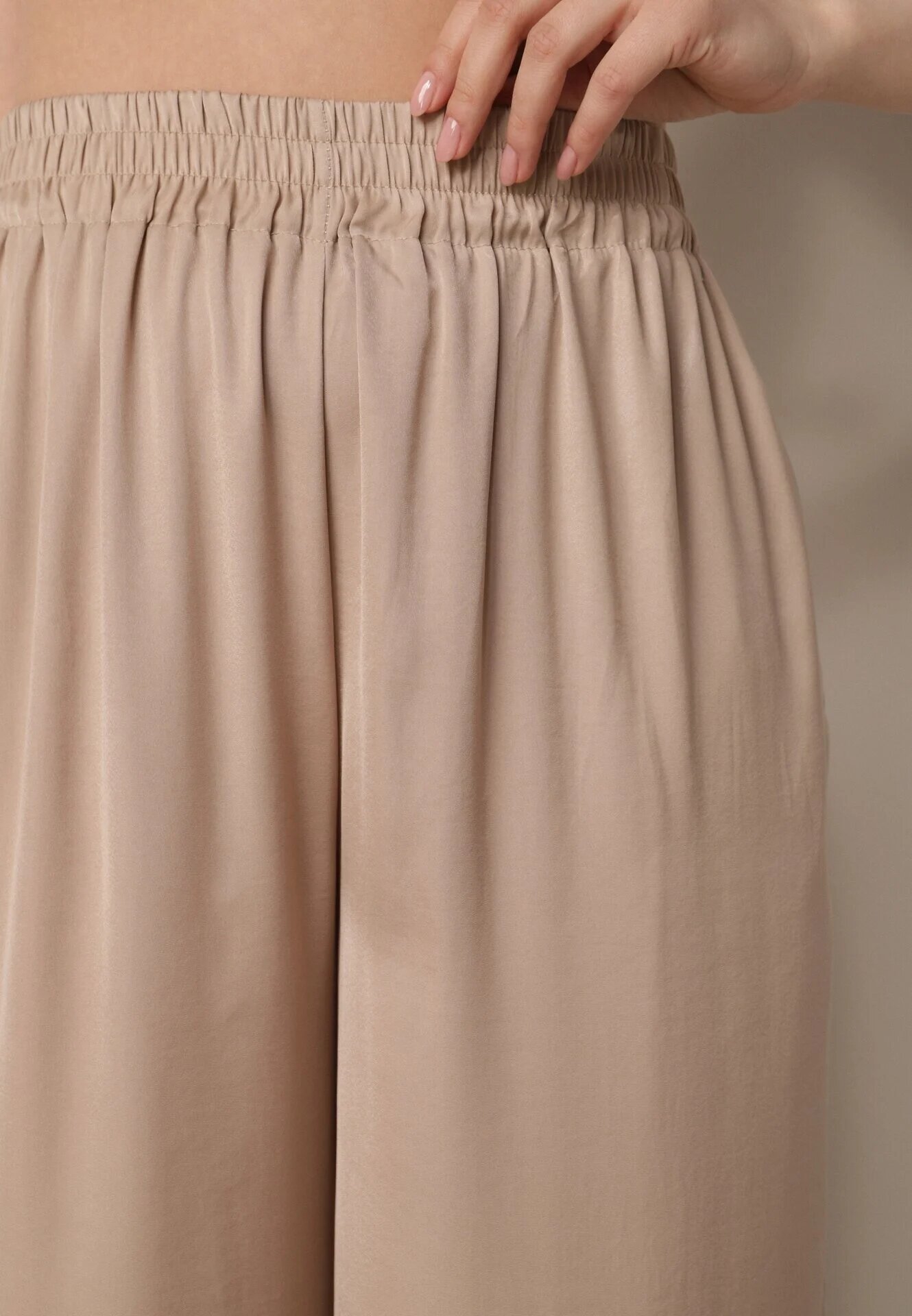 rosa Pantaloni Bej Lari cu elastic în talie Bohdi