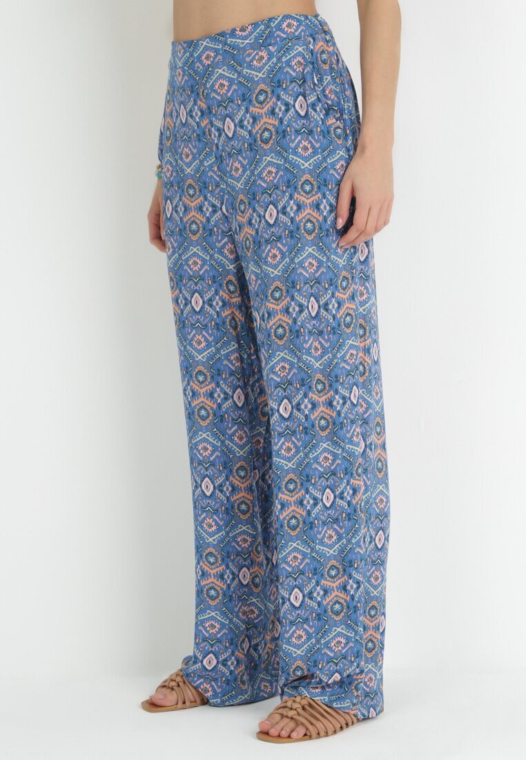 rosa Pantaloni Bleumarin imprimați cu elastic în talie și talie înaltă din bumbac Marron