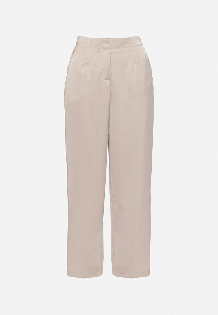 rosa Pantaloni Elegante Bej cu croială dreaptă cu talie înaltă Jenanora
