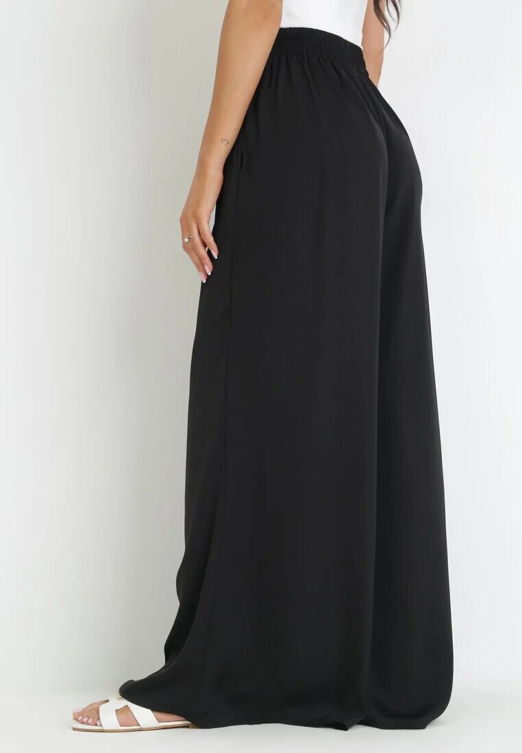 rosa Pantaloni negri largi cu elastic în talie Bohdi