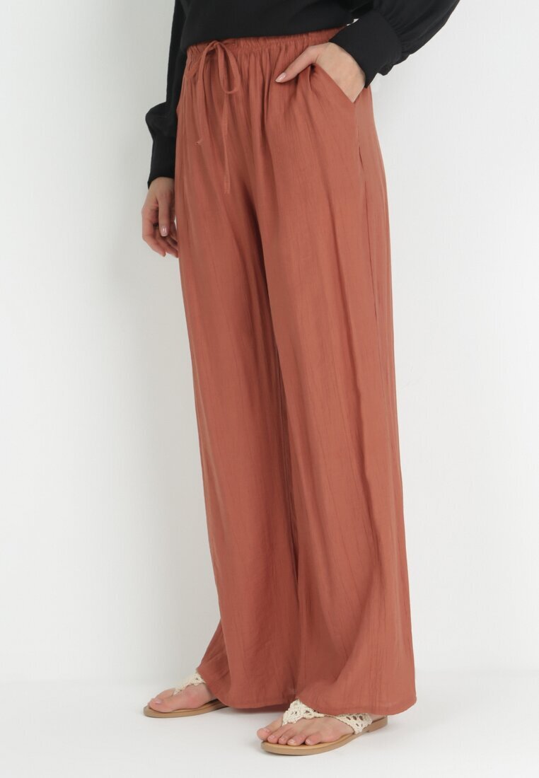 rosa Pantaloni portocalii cu elastic în talie Angelona