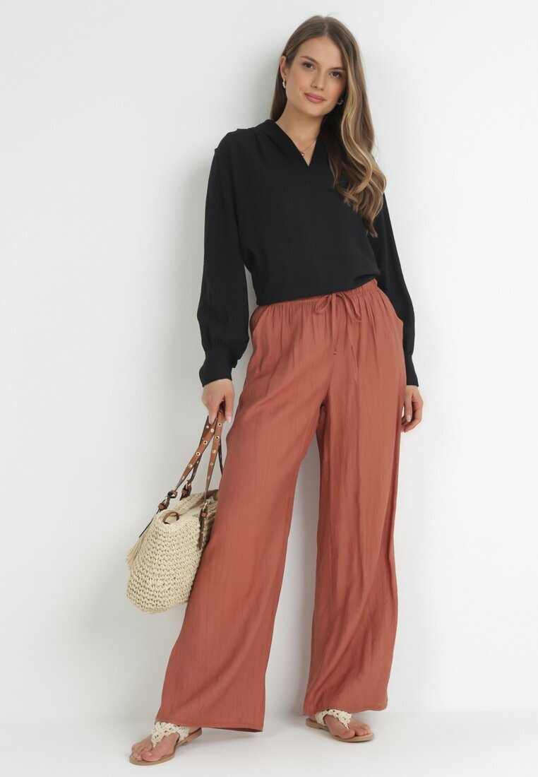 rosa Pantaloni portocalii cu elastic în talie Angelona