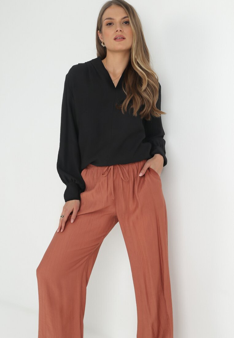 rosa Pantaloni portocalii cu elastic în talie Angelona