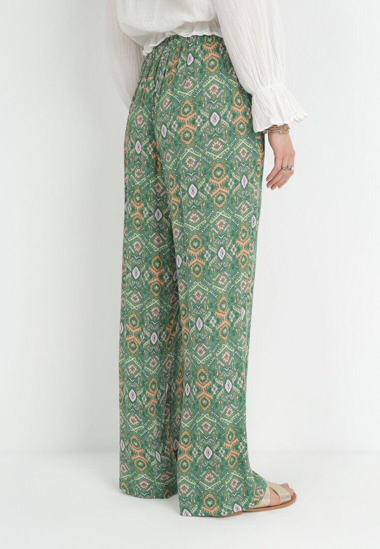 rosa Pantaloni Verzi Cu model cu elastic în talie și talie înaltă din bumbac Marron