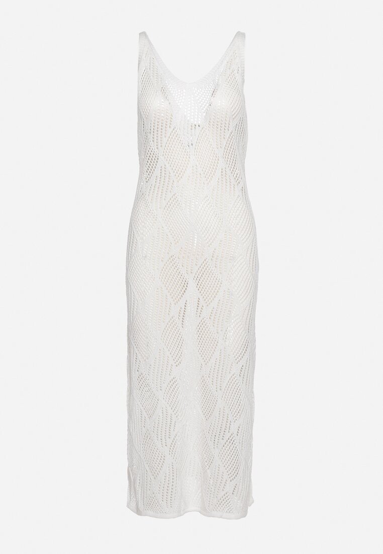 rosa Rochie Albă Ajurată Fără Mâneci cu Croială Mulată Cotta