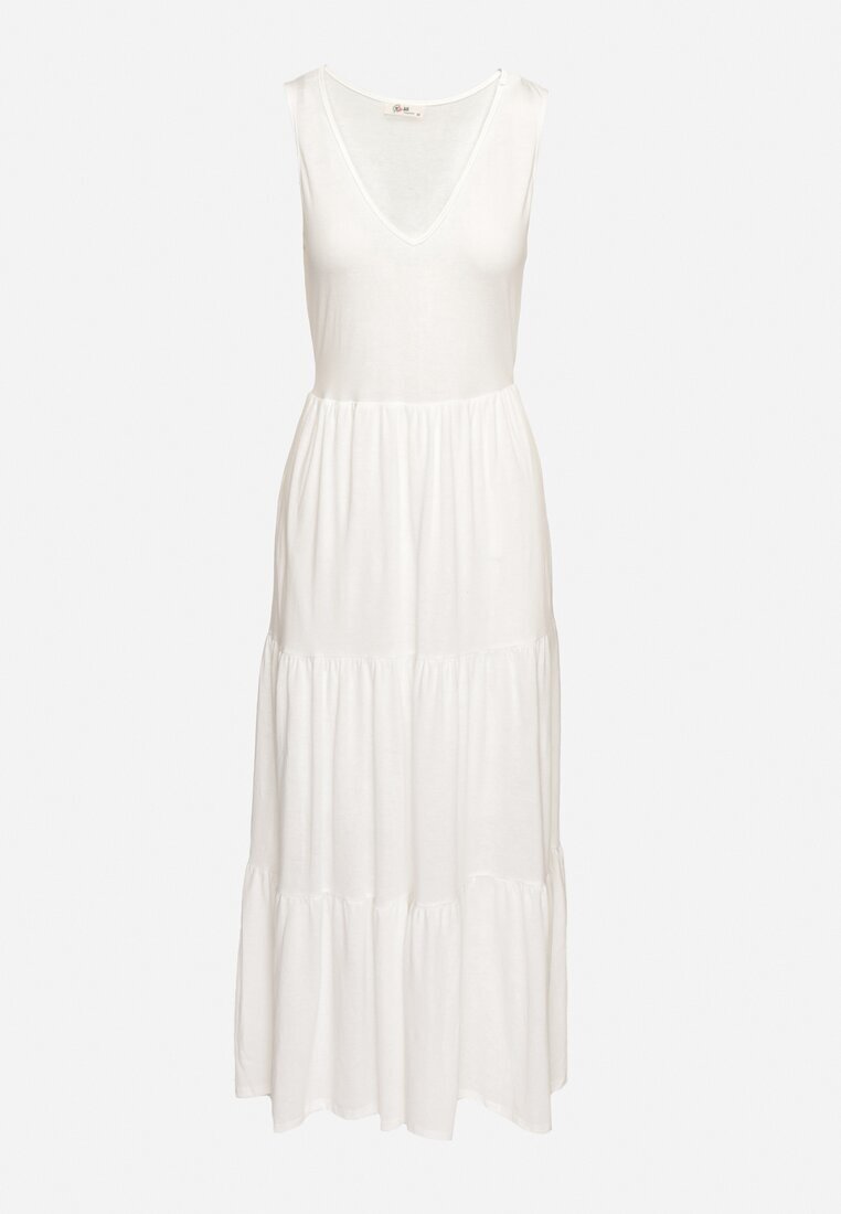 rosa Rochie albă din bumbac Maxi fără mâneci Lorenis