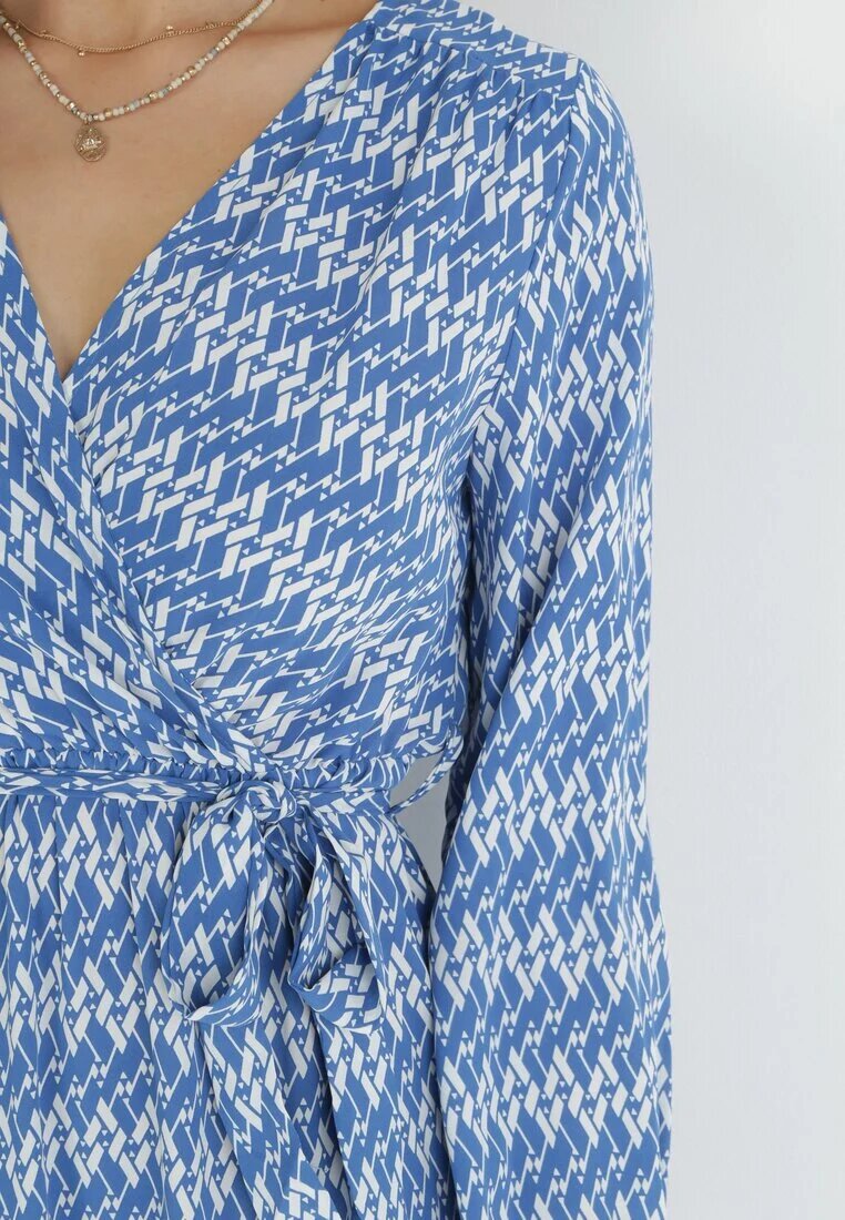 rosa Rochie Albastră Cloș cu Elastic în Talie Mosho