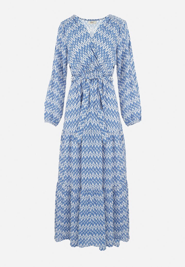 rosa Rochie Albastră Cloș cu Elastic în Talie Mosho