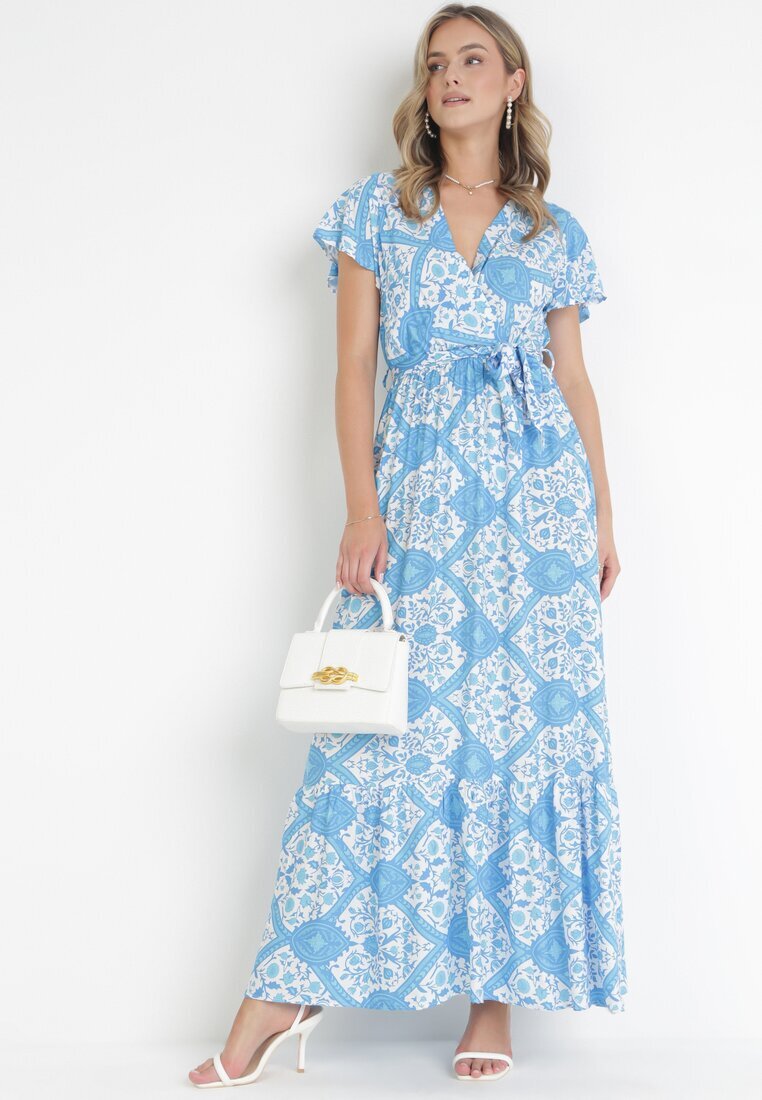 rosa Rochie Albastră Cloș Maxi cu cordon Aziza