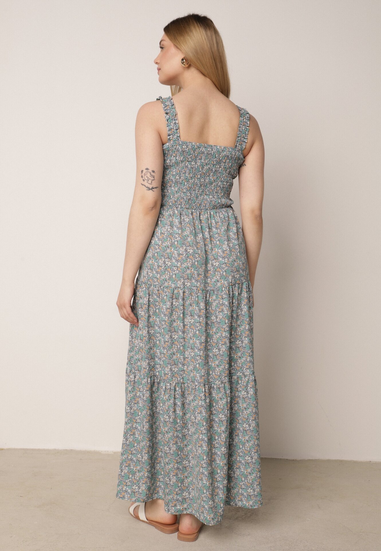 rosa Rochie Albastru deschis Cloș Cu bretele Florală Hasana