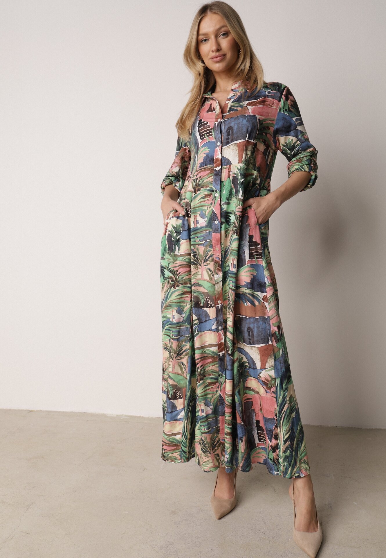 rosa Rochie Albastru-Verde Harmope