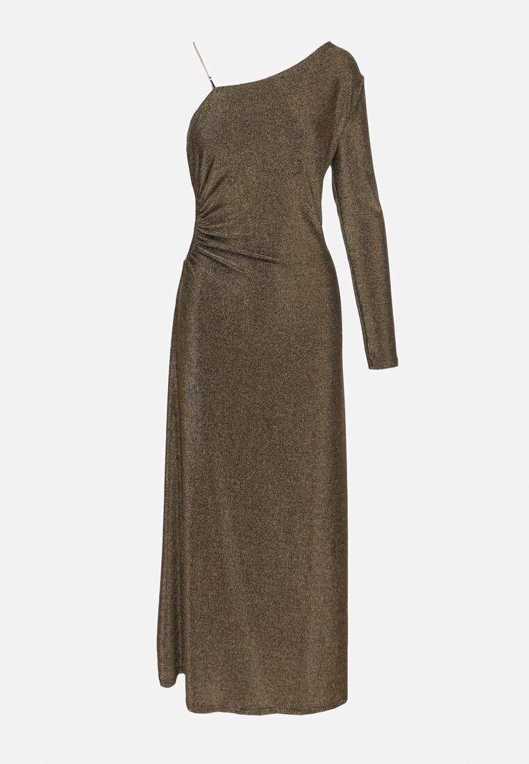 rosa Rochie Aurie Maxi cu croială asimetrică cu lănțișor Verdisa