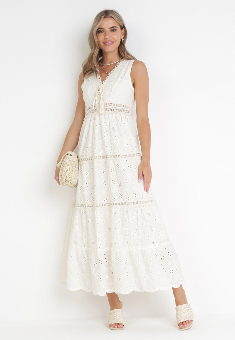 rosa Rochie bej brodată maxi Fizz