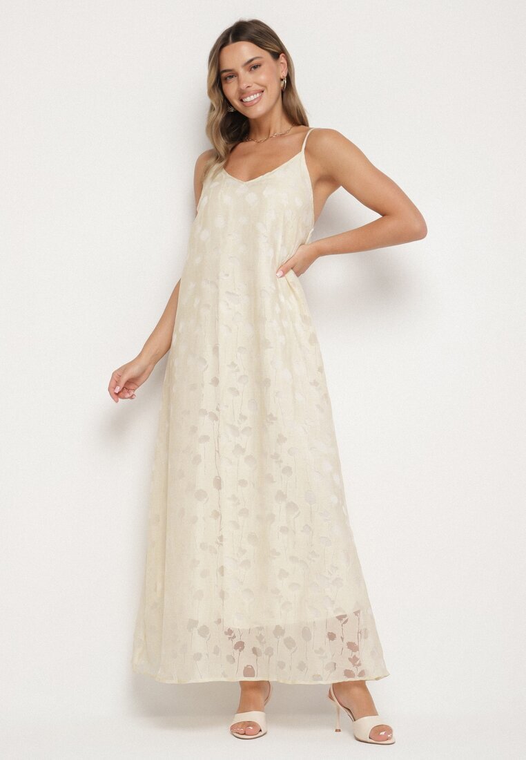 rosa Rochie Bej cu Viscoză Croială trapezoidală cu bretele Silarelle
