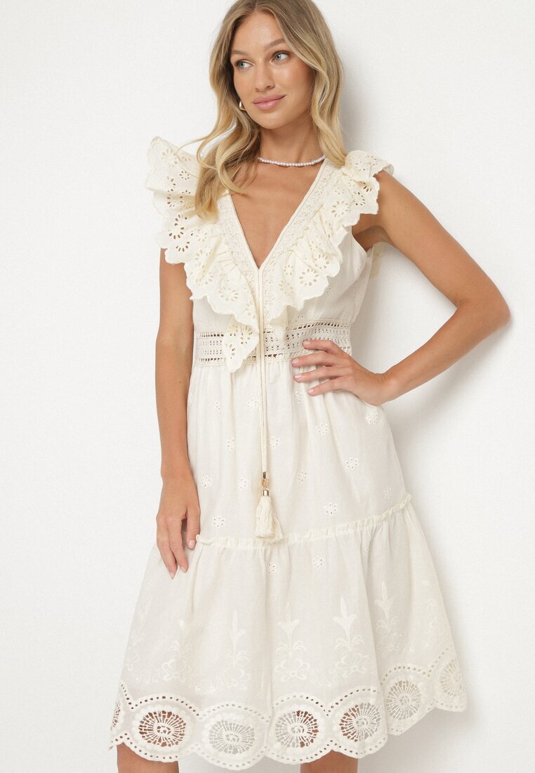 rosa Rochie Bej Evazată Midi Euphina