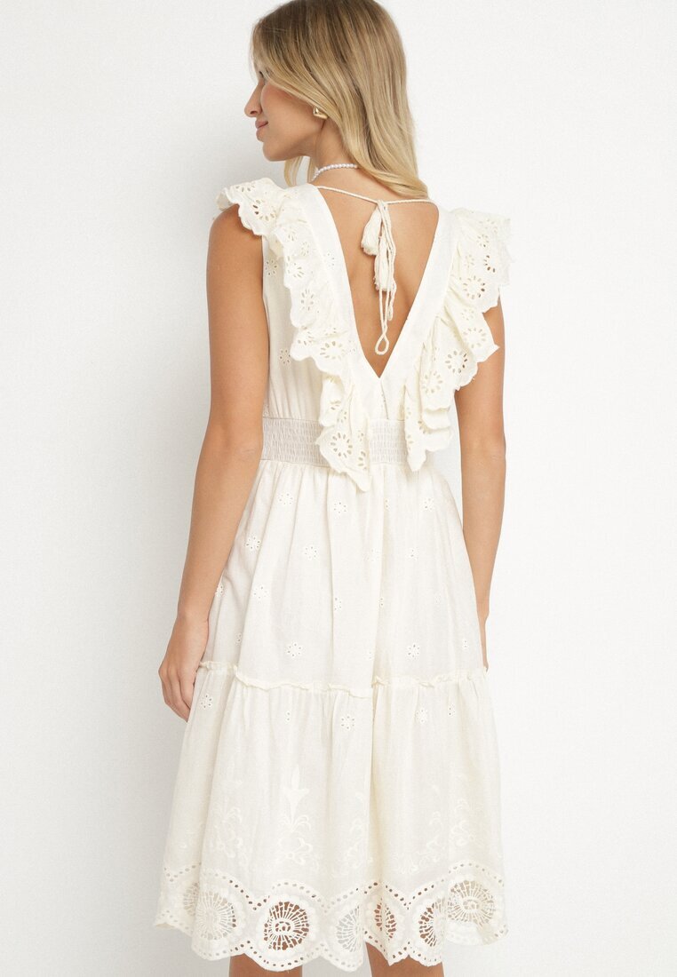 rosa Rochie Bej Evazată Midi Euphina