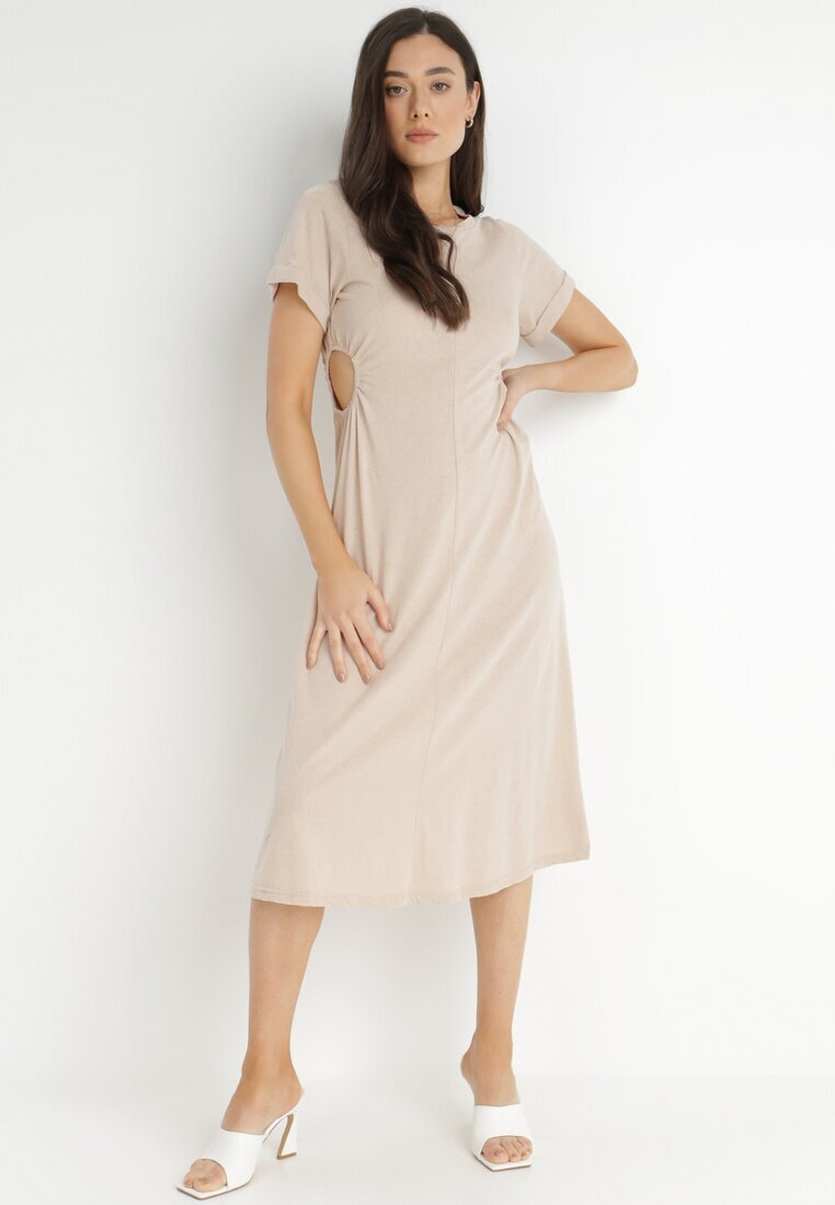 rosa Rochie bejă de bumbac Chipih