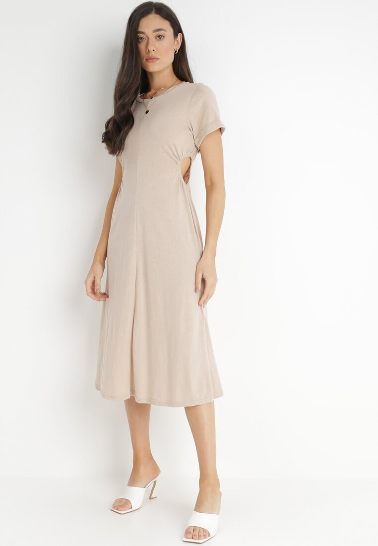 rosa Rochie bejă de bumbac Chipih